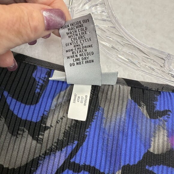 Catherines Flutter Sleeve Tunic Top Bold Floral Beaded Neck Flowy Size 1X 18-20W - Picture 8 of 10